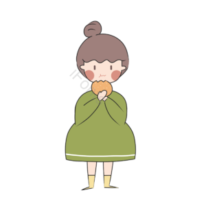 女孩 吃东西 简笔画 简约 卡通