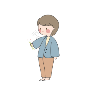 男孩 花朵 简笔画 简约 卡通 清新
