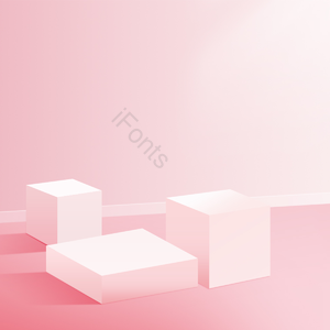 粉色 几何 质感 化妆品 展板 立体 C4D 3d立体插画