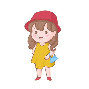 卡通 人物 女孩 简笔 贴纸 红帽 黄裙 可爱