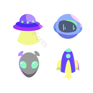 太空 外星人 UFO 宇航员 扁平