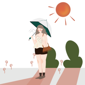 女生 遮阳伞 夏季 太阳 简约 清新 可爱