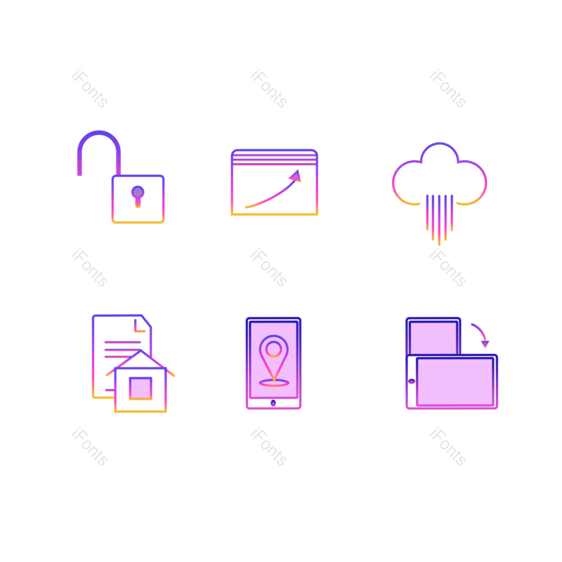 线条图片,图标元素,简单PNG,彩色免抠素材