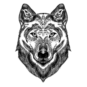 凶神恶煞恶魔 动物 图案 宗教 手绘竽 发 狼 黑白