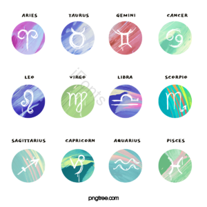 星座 符号 十二星座 水粉 元素 手绘 配色 简约