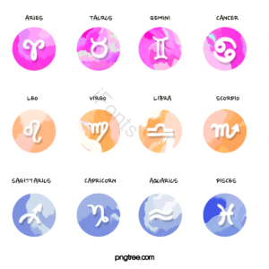 十二星座 星座 符号 图形 标识 图案 简笔画 水粉