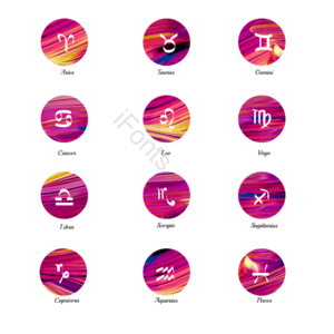 星座 12星座 符号 标识 生肖 12生肖 笔刷 水彩