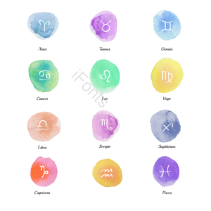 星座 星座组图 符号 生肖 12生肖 标识 水彩 彩色
