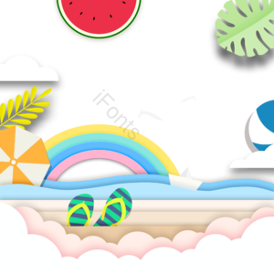 沙滩 边框 装饰 创意 时尚 凉爽 亮色 夏天