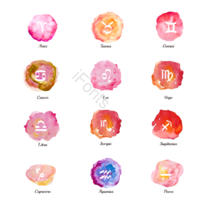 星座 12星座 生肖 12生肖 符号 元素 标识 水彩