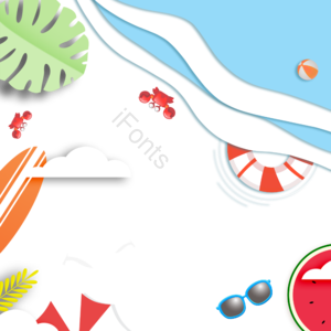 冲浪 剪纸 动画片 夏季 沙滩 海水 海滨 装饰