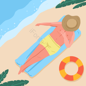 小清新 夏季 扁平化 夏季插图 夏季度假 夏季运动