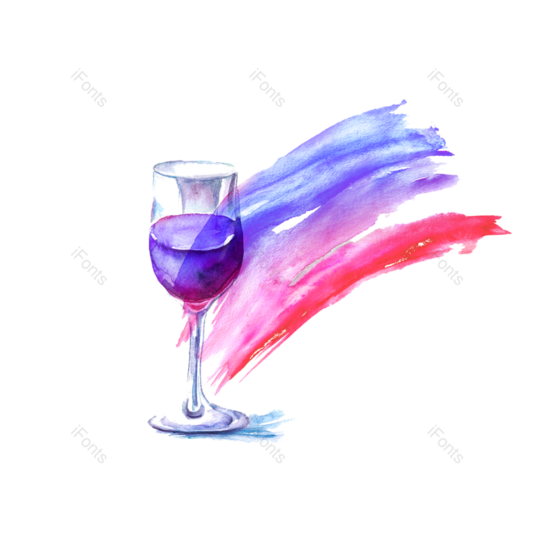 酒杯图片,水彩元素,渐变PNG,手绘免抠素材