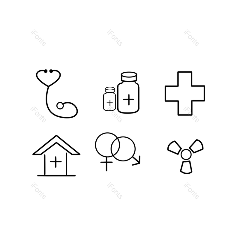 简约图片,黑色线条元素,医疗PNG,扁平免抠素材