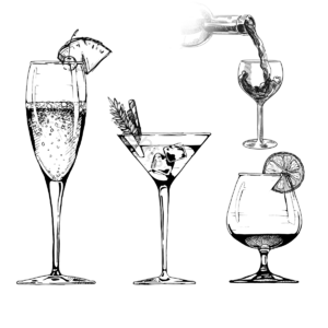 冰块 手绘 玻璃 草图 画线 葡萄酒 酒杯 喝