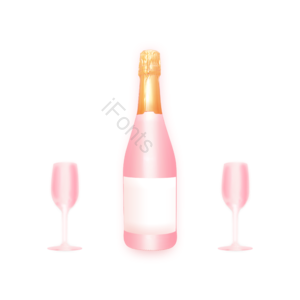香槟 酒杯 聚会 庆祝 节日 元素 粉色 立体