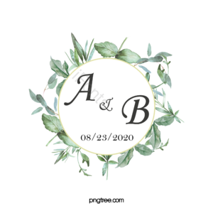 婚礼花押字 标识 波西米亚风格 花朵圆形边框 邀请 精巧 花束 字母组合