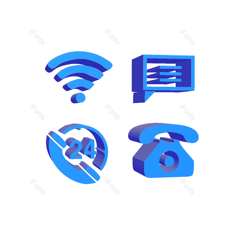 立体图片,蓝色元素,电话PNG,3D免抠素材