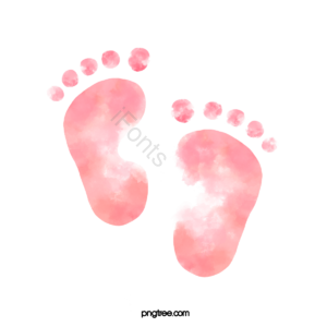 水彩 手绘 晕染 渐变 粉色 新生儿 婴儿 脚印