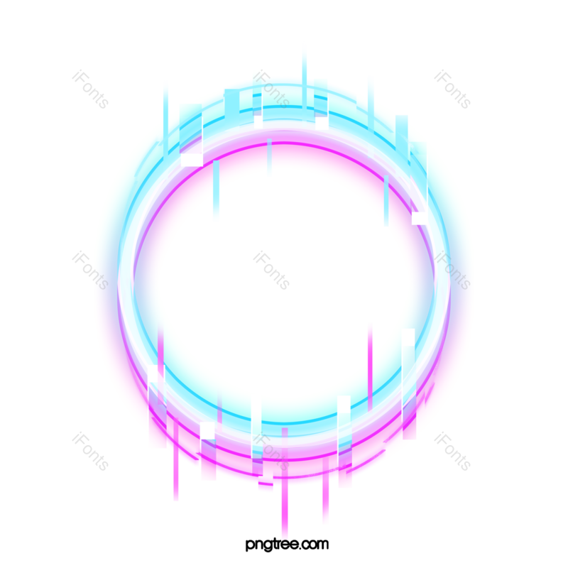 霓虹灯图片,蓝色元素,蓝色边框PNG,红色免抠素材