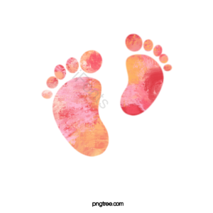 女孩 宝宝 晕染 水彩 足迹 婴儿剪贴画 女孩剪贴画 足迹剪贴画