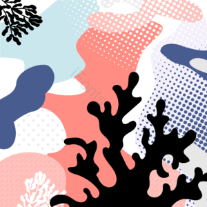 孟菲斯抽象背景 手绘珊瑚 彩色块马赛克抽象背景 珊瑚剪贴画 几何图案
