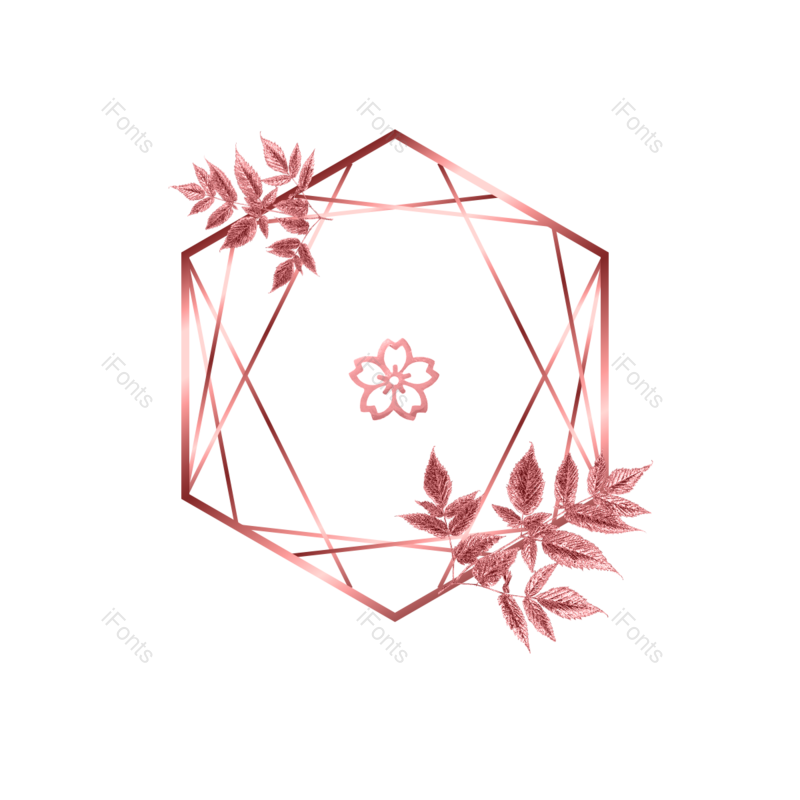 质感图片,玫瑰金元素,树叶PNG,金属免抠素材