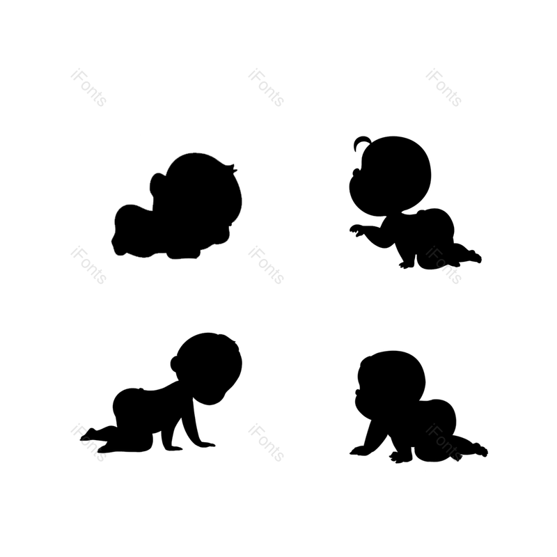 扁平图片,婴儿元素,剪影PNG,可爱免抠素材