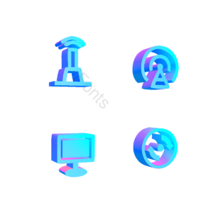偏光色 科技 通信 立体 3D 渐变 蓝紫色 C4D