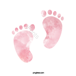 粉色 清新 婴儿 脚印 晕染 元素