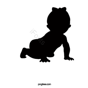 剪影 可爱小孩 可爱 爬行 婴儿 宝宝 黑色 蝴蝶结