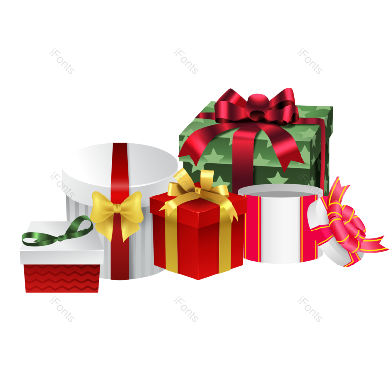 绿色图片,红色元素,生日字体PNG,金色免抠素材