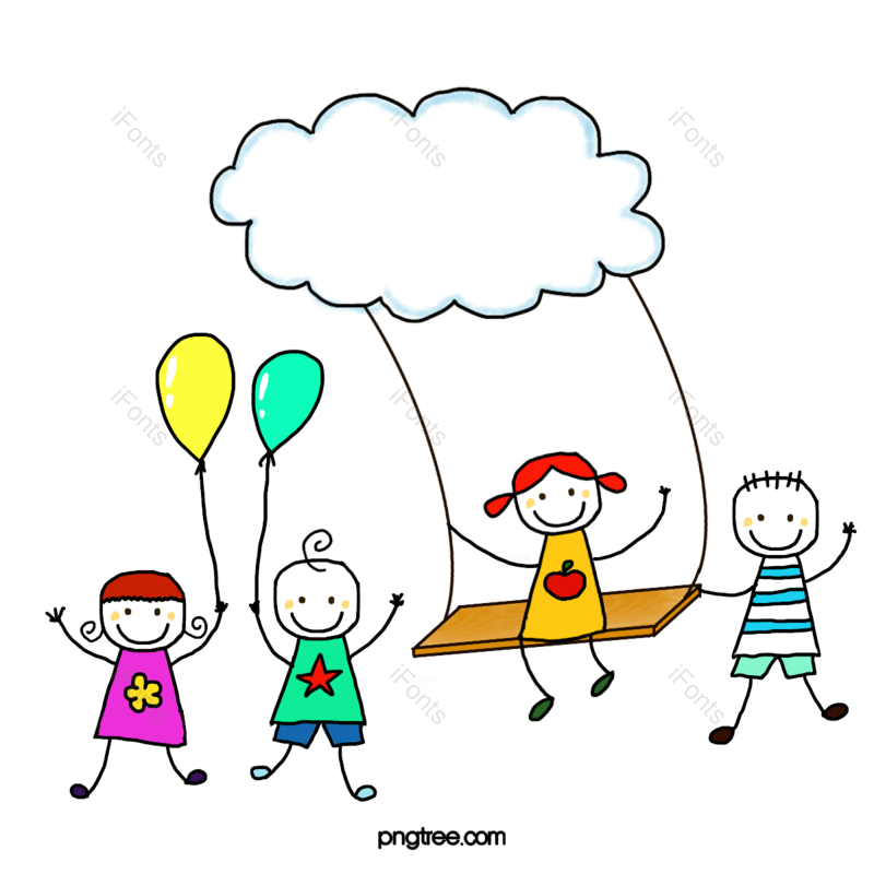 儿童图片,简笔画元素,文本框PNG,彩色免抠素材
