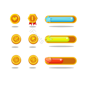 按钮 能量条 奖牌 金币 界面设计 游戏 卡通 电子游戏