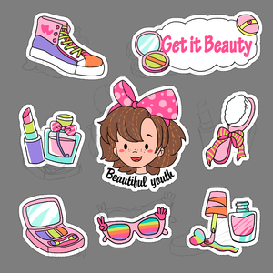 刷子 化妆品 动画片 口红 可爱 女孩 指甲油 日常用品