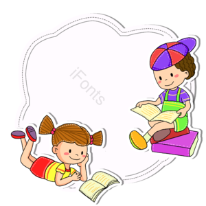 卡通 小学生 手绘 读书 书本 纸片人 文本框 可爱