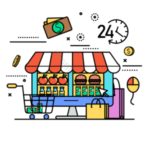 购物车 网上商店 电子商务购物 便利店 商店 电子钱包付款 呆在家里 呆在家里
