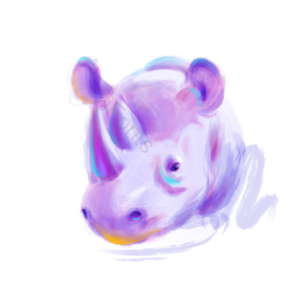 紫色 犀牛 插画 可爱 头像 动物 霓虹 元素