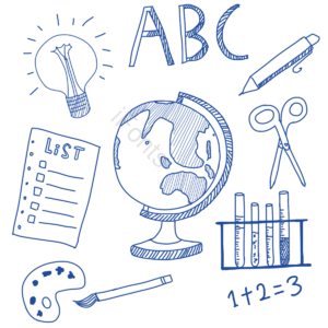 学堂 地球 灯光灯泡 abc字母 铅笔 油漆盘 试管 剪刀