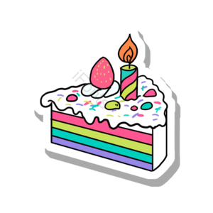 取色 三角形 蛋糕 生日蛋糕 蜡烛 白色 奶油 生日剪贴画