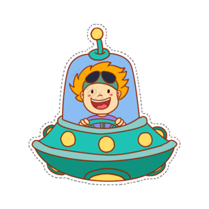 孩子 小孩儿 小孩 驾驶 飞船 宇宙飞船 飞行 彩色