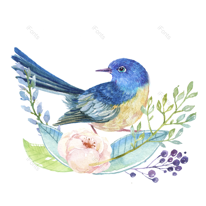 元素图片,蓝色元素,动画片PNG,水彩免抠素材