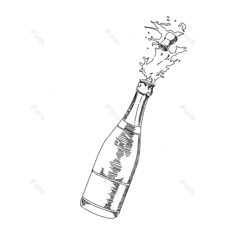黑色图片,玻璃瓶元素,手绘PNG,酒瓶免抠素材