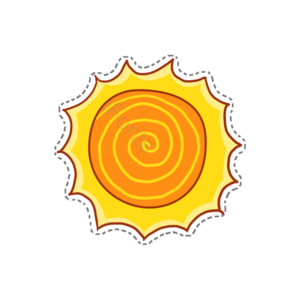 太阳 圆圈 线条 黄色 手绘 波纹 彩色