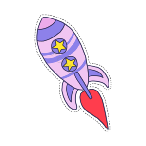 紫色 蓝色 火箭 发色 黄色 星星 红色 火光
