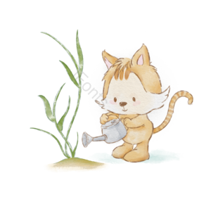 动画片 黄色 猫 手绘 动物 水彩 苍白 小猫