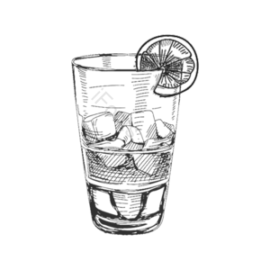 黑色 线描 手绘 杯子 酒杯 元素 玻璃杯