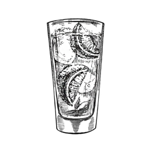 黑色 手绘 透明 玻璃杯 杯子 水杯 柠檬片