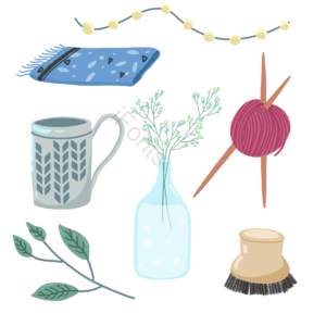 植物 羊毛簇 玻璃类 花瓶 笔刷 围巾 灯串 叶