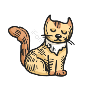猫 黄色 卡通 动物 手绘 元素 可爱 插画
